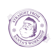Christmas purple print with a smiling Santa Claus with blots, design element.