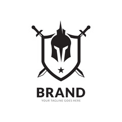 spartan knight helmet logo design.