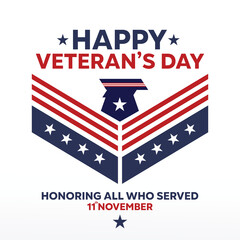 Veterans Day vector flat design in white with an eagle logo, perfect for office, banner, company, landing page, background, social media wallpaper and more