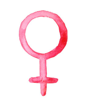 Watercolor female symbol. Female sign isolated on a white background.