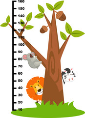 Meter wall with animal cartoon vector illustration