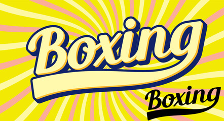 boxing vector retro style illustration,boxing vintage word.
