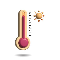 3D Realistic Thermometer icon, glass bulb with mercury, measuring instrument for air temperature and body temperature isolated vector symbol on a white background.
