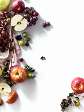 Flatlay with ripe autumn fruits