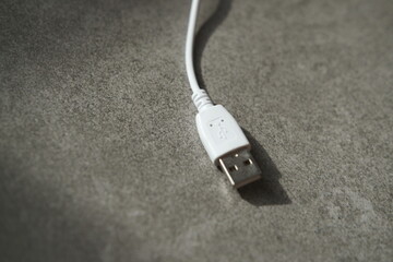 White usb cable. Mobile phone charge