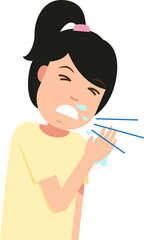 girl sneeze because of flu