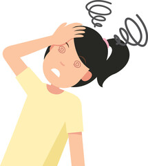 Sick girl feeling dizzy
