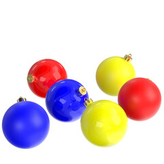 3d rendering illustration of a set of Christmas balls