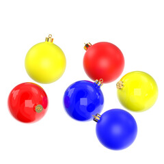 3d rendering illustration of a set of Christmas balls