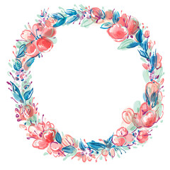 Fototapeta na wymiar Round frame in the form of a flower wreath