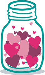 love hearts in a glass jar