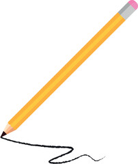 Simple pencil. Vector illustration. Pencil with eraser. Write on paper.