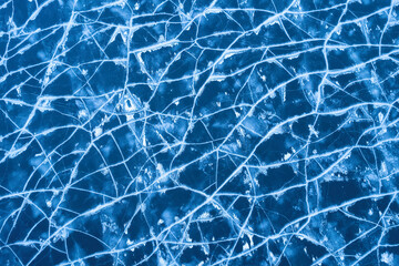 view of frozen lake. Ice from drone view. Background texture concept.