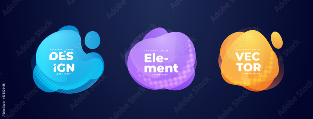 Canvas Prints set of liquid color abstract shapes. fluid gradient elements for minimal banner, logo, social post.