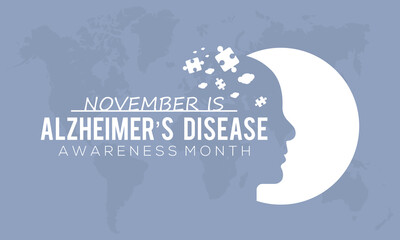 Vector illustration on the theme of National Alzheimer’s Disease Month is observed every year in during November.