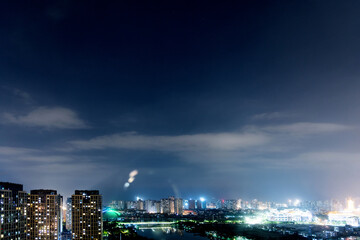 Fototapeta premium Seaside city at night background