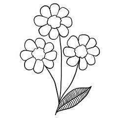 Wildflower line doodle isolated 