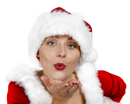 Santa Claus woman and pop art background. - Powered by Adobe