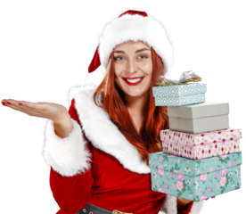 Santa Claus woman and pop art background. 