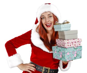 Santa Claus woman and pop art background. 