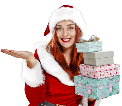 Santa Claus woman and pop art background. 