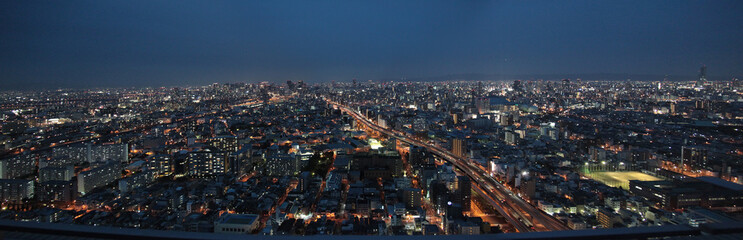 Fototapeta na wymiar 大阪市、上町台地の夜景