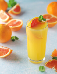 Red oranges juice with mint and ice	