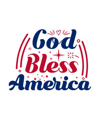 God Bless America 4th of July Motivational and Positive Quote lettering, 4th of July Typography for t-shirt design, gift card and poster.