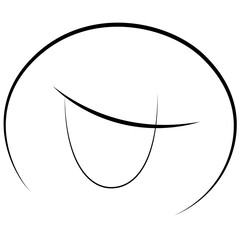 Schematic representation of a female hairstyle and an oval face from simple lines