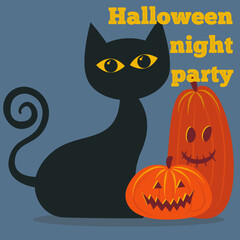 Happy Halloween night party invitation card design.