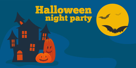 Happy Halloween night party invitation card design.