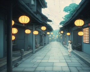 Fototapeta premium Alleyway between Japanese street houses of Kyoto