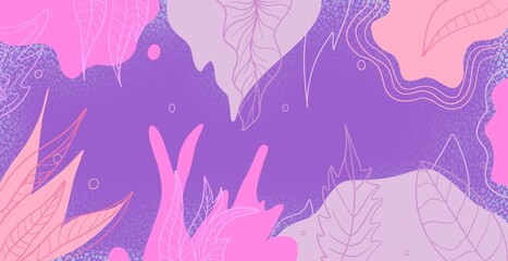 pattern abstract with flowers leafs violet purple sketch drawing