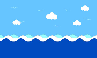 sea background with cloud. blue sea background - stock vector.