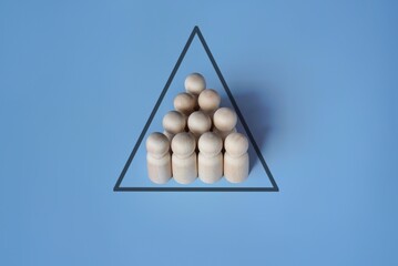 Hierarchical pyramid of people. Organizational management. Career, corporate culture concept. Personnel management. Human resources, headhunting. Reliable structure of business company