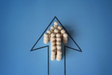 A group of people in the arrow. Movement in a single formation. Joint achievement of goals and...