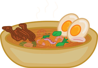 delicious tasty ramen, anime dishes flat style isolated vector illustration