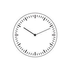 Clock face blank isolated on white background. Outline vector clock hands. Icon for wall watch design