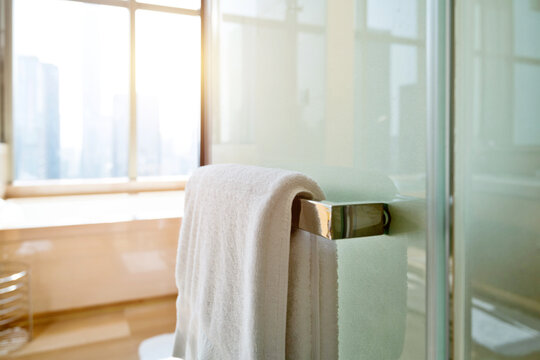 White hanging in bathroom door