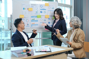 Asia business meeting consultations new project presentation meeting of business people in the company's meeting room.