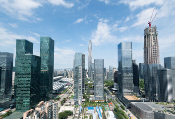 Skyscrapers and unfinished building in the city