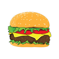 cheese burger vector illustration. fast food icon, sign and symbol.