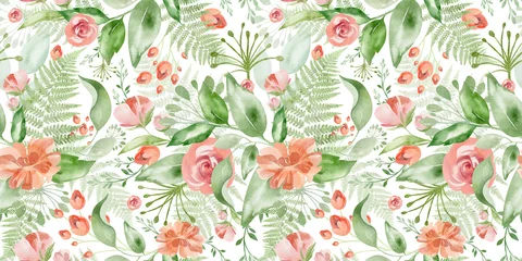 Badezimmer Foto Rückwand Watercolor seamless pattern floral background flowers, plants, leaves. Australian plants. for fabric, textile, baby design, packaging  © Elena