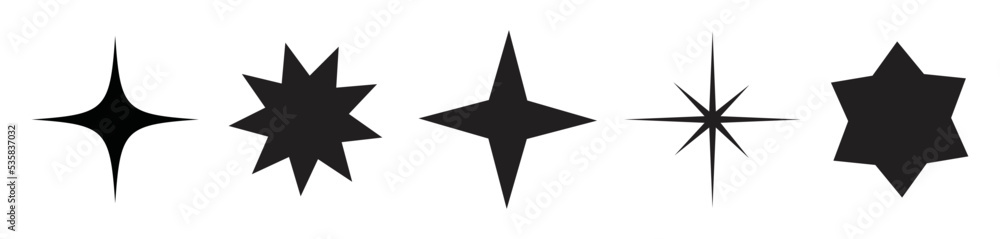 Wall mural star icon collection. twinkling stars symbols in black design. vector svg illustration. design eleme