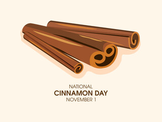 National Cinnamon Day vector. Cinnamon stick spice icon vector. Aromatic spices drawing. November 1. Important day