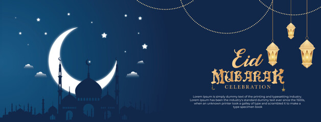 Eid Mubarak premium vector illustration with luxury design