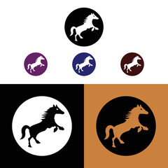 Circle horse animal vector logo design 