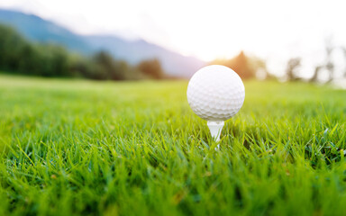 Close up of golf ball on tee