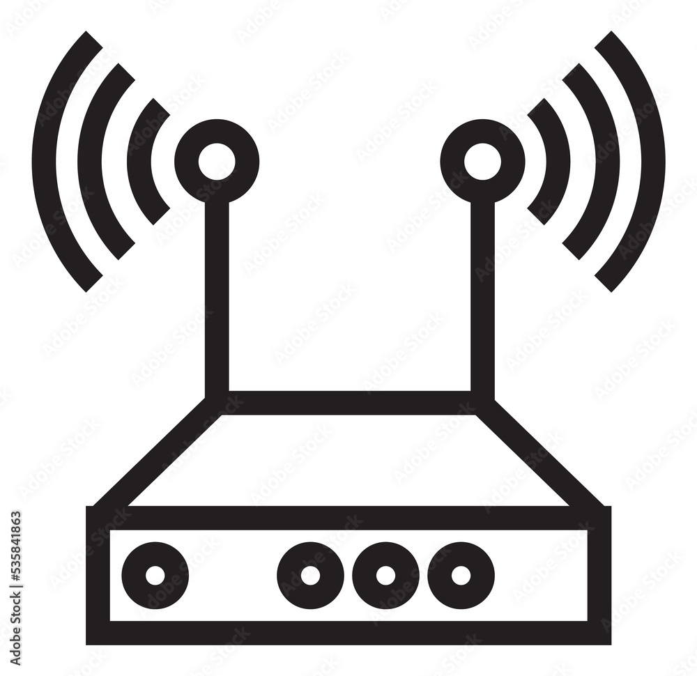 Poster wireless router icon. internet home station. network connecting device