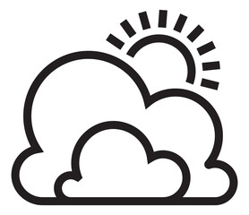 Sun behind clouds. Weather icon. Forecast logo